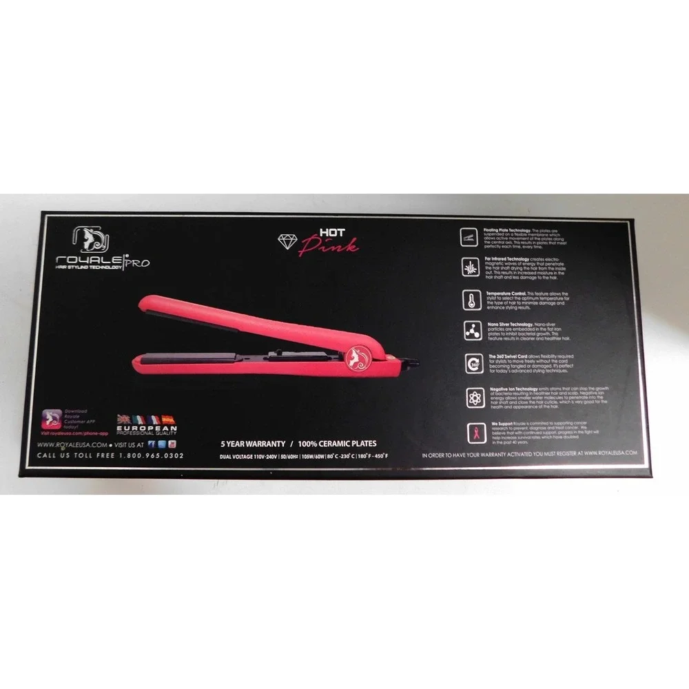 Royale | Pro Professional Hair Straightener Ceramic Plates Pink Flat Iron $300rt